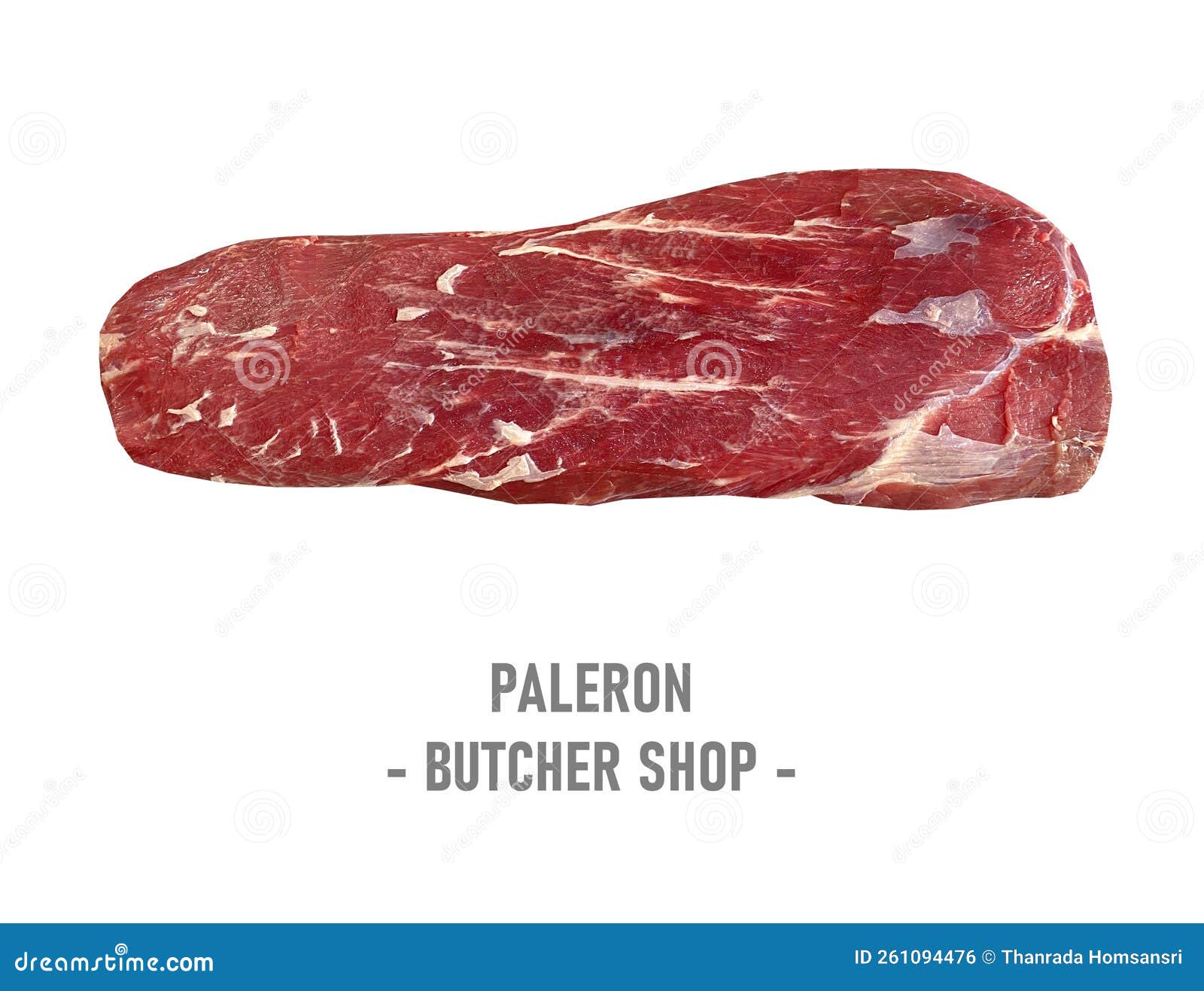 fresh paleron beef isolate on white background.