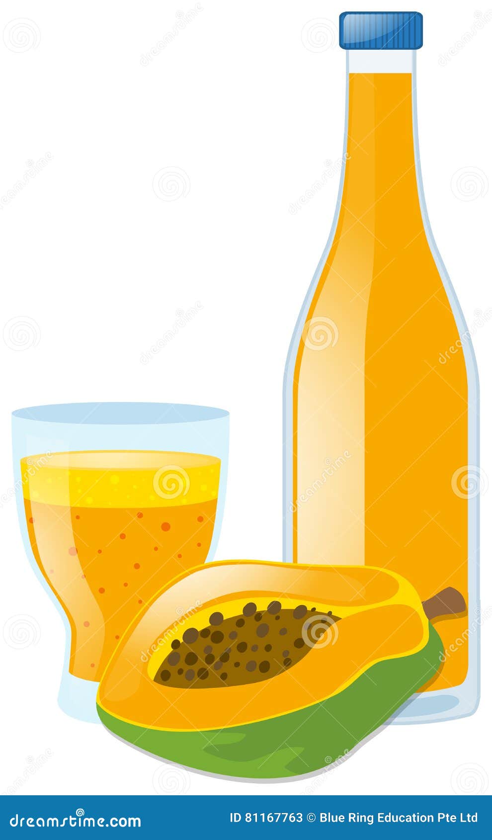Fresh papaya and juice stock vector. Illustration of nature 81167763