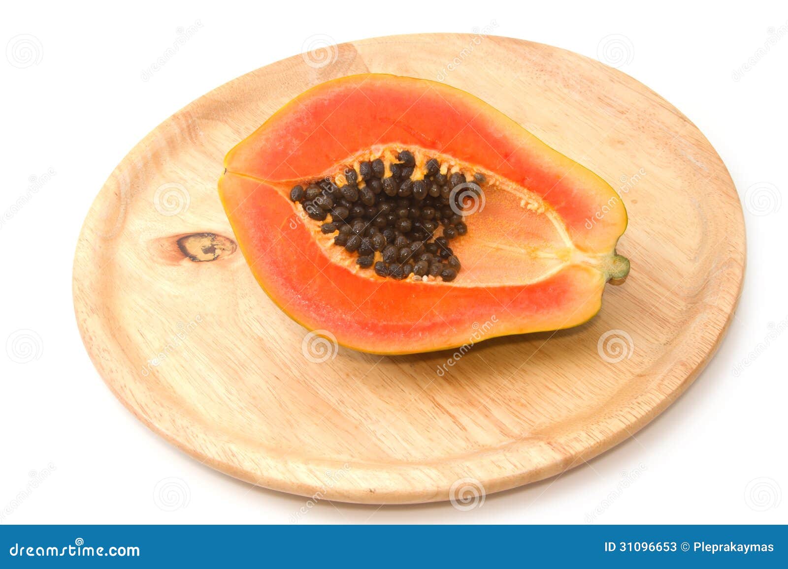 Fresh Papaya on Wooden Tray Stock Image Image of green, vitamins