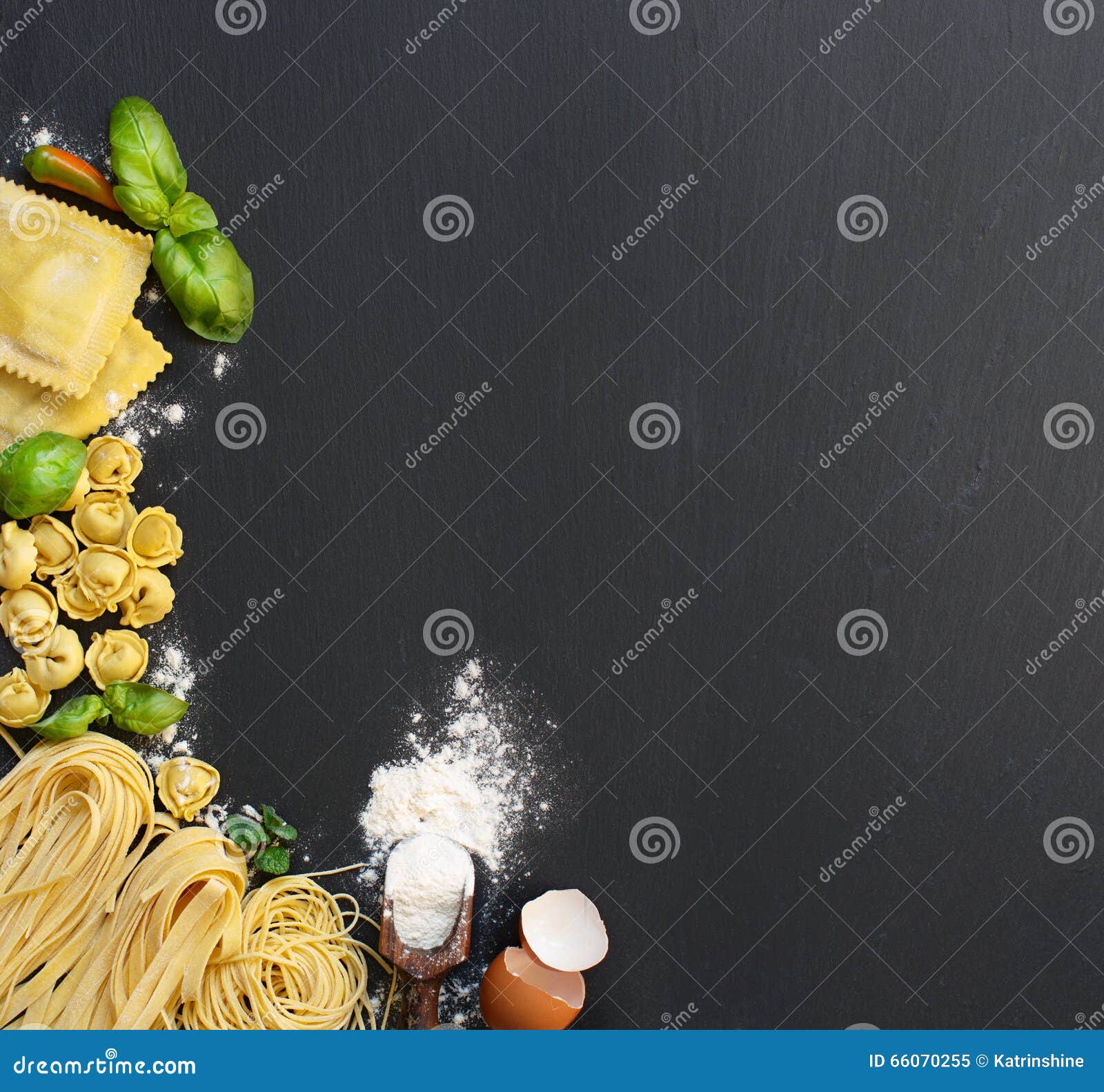Fresh Pasta and Ingredients Stock Image Image of green, meal 66070255