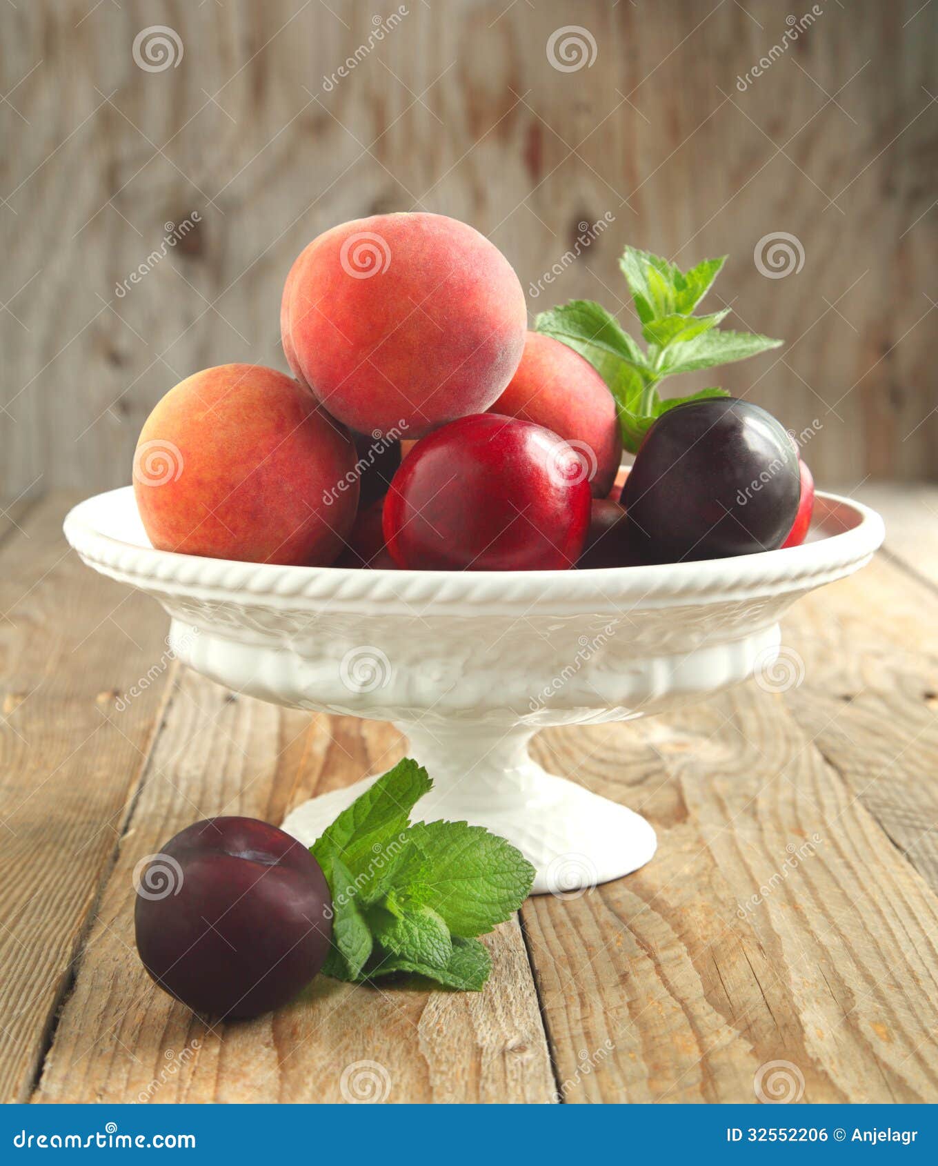 Fresh Peaches, Nectarines and Plums in Vase Stock Photo Image of