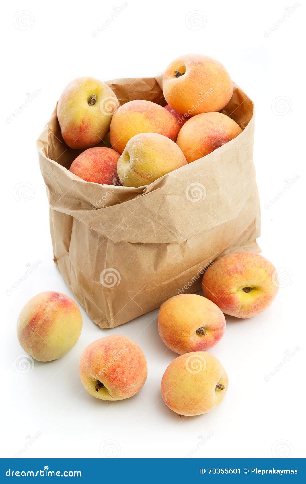 Fresh Peaches in Paper Bag Isolated Stock Image Image of orange