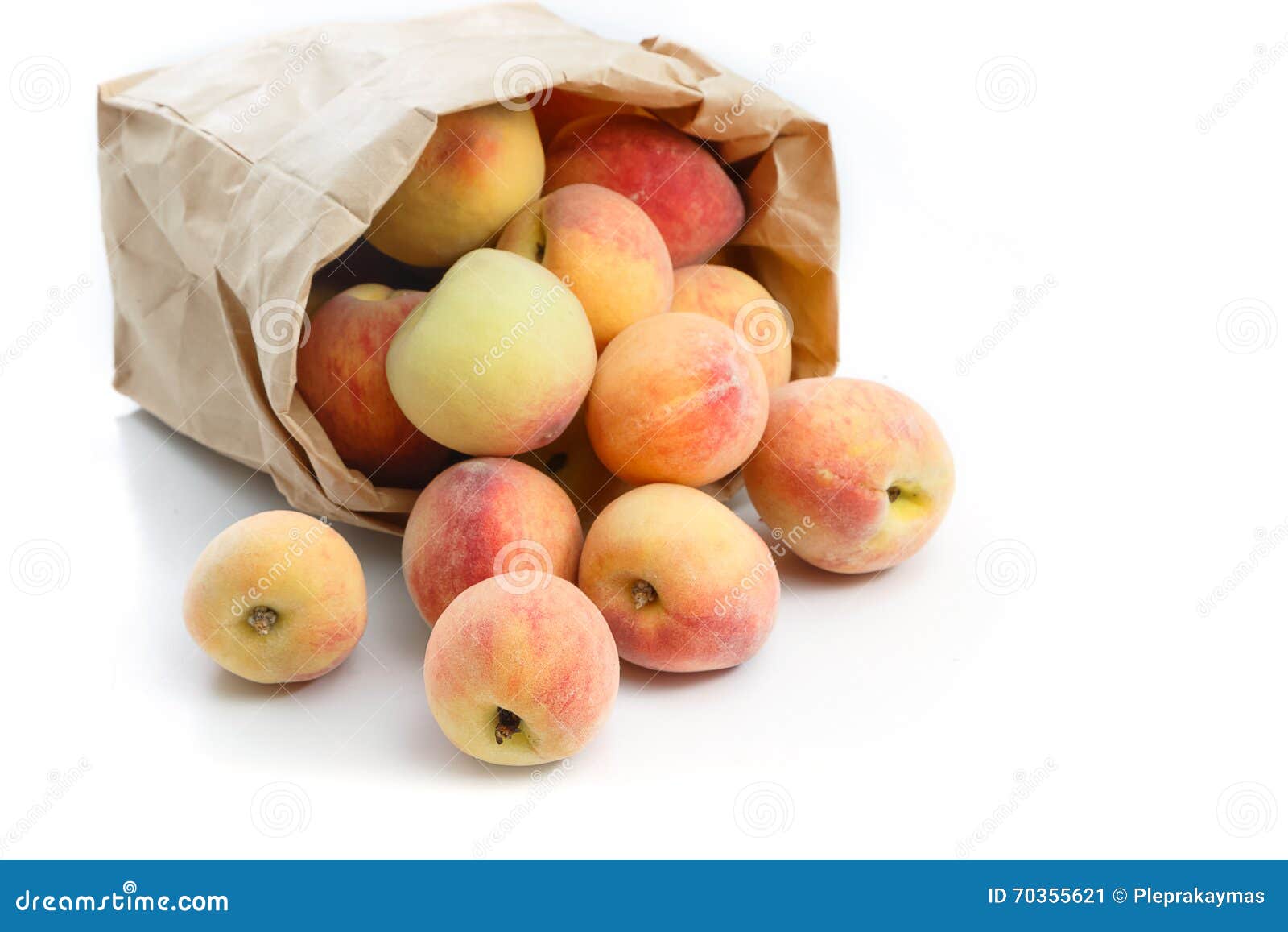 Fresh Peaches in Paper Bag Isolated Stock Image Image of brown, container 70355621