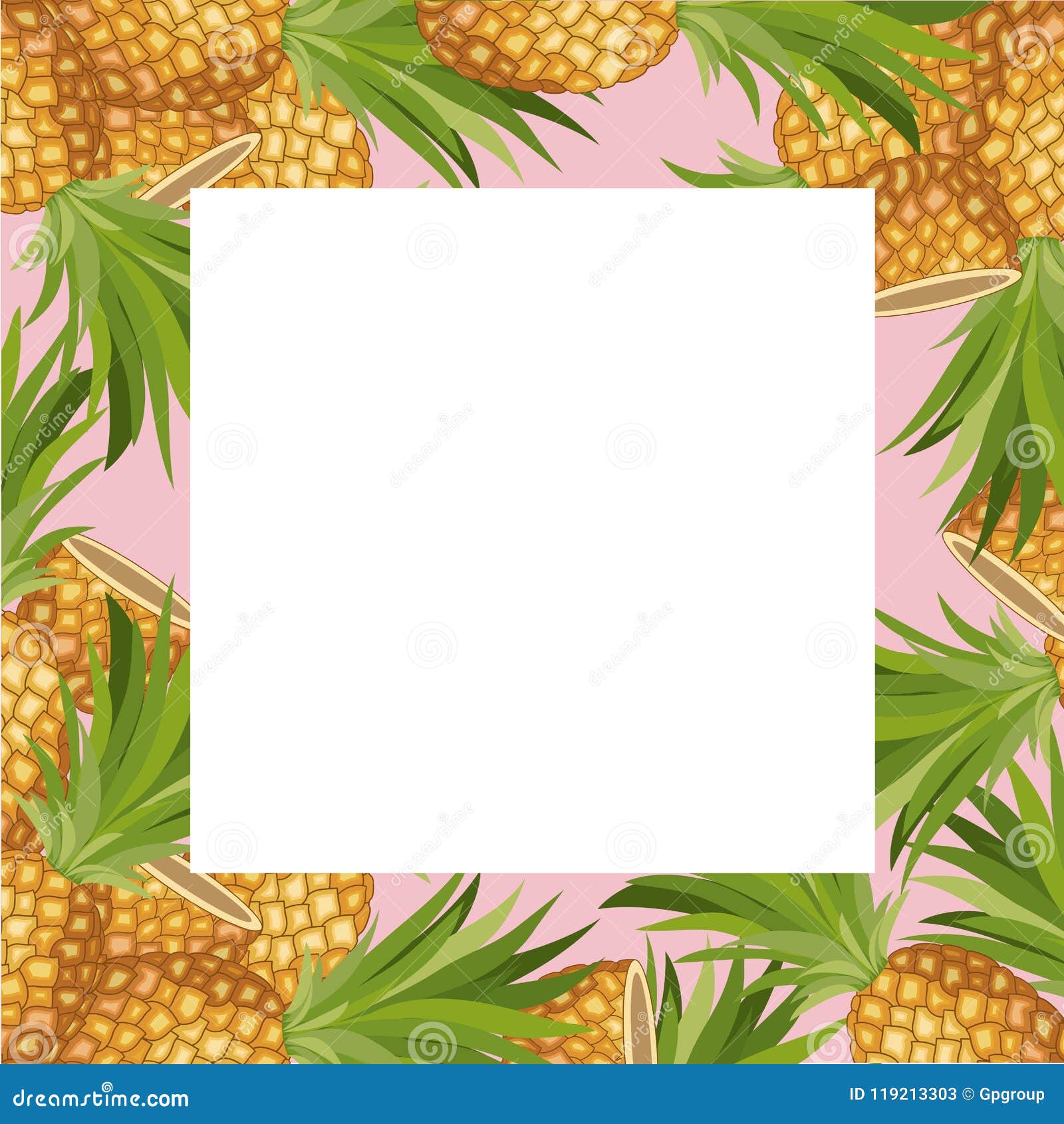 Fresh Pineapple Fruit Tropical Frame Stock Vector - Illustration of