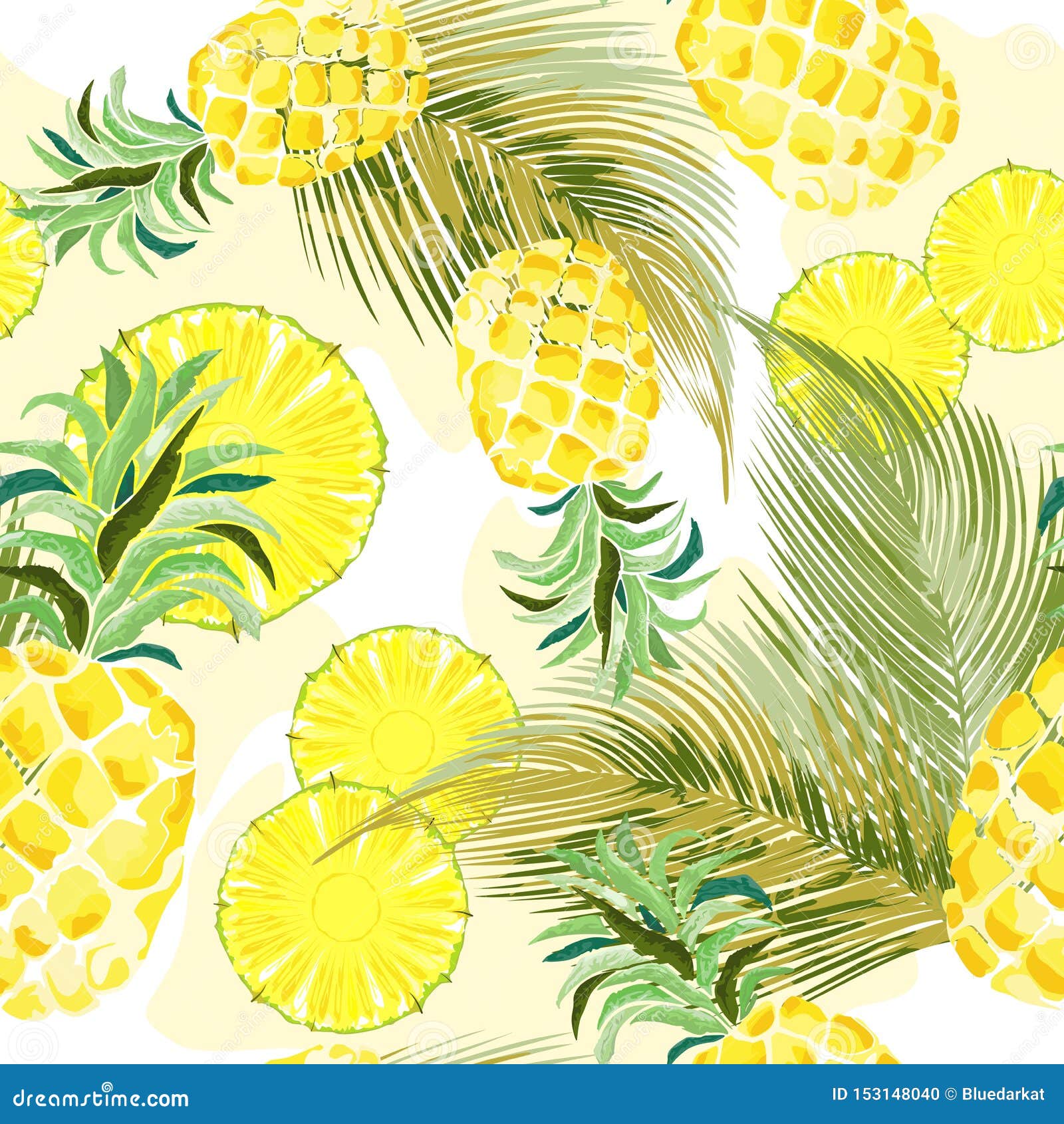 Download Pineapple Watercolor Fresh Vector Seamless Pattern Textile ...