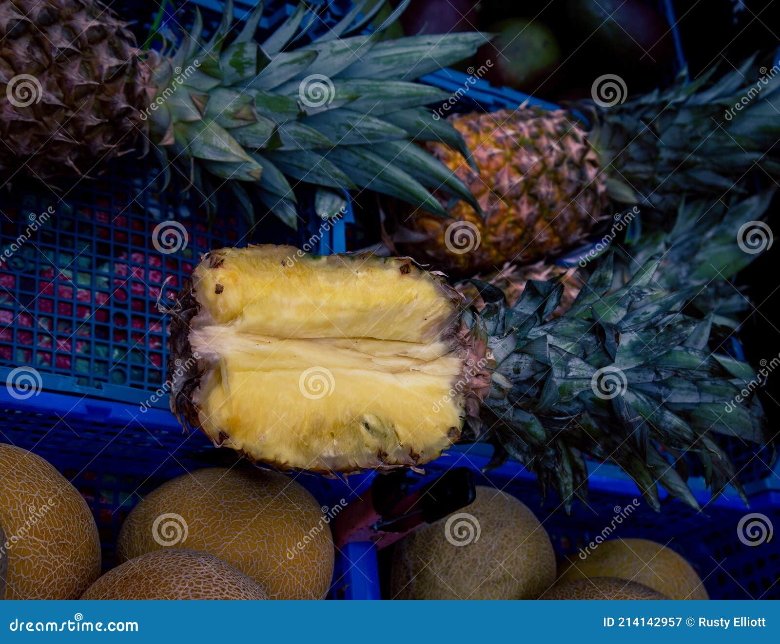 Fresh Pineapple at a Market Stock Image Image of ripe, exotic 214142957
