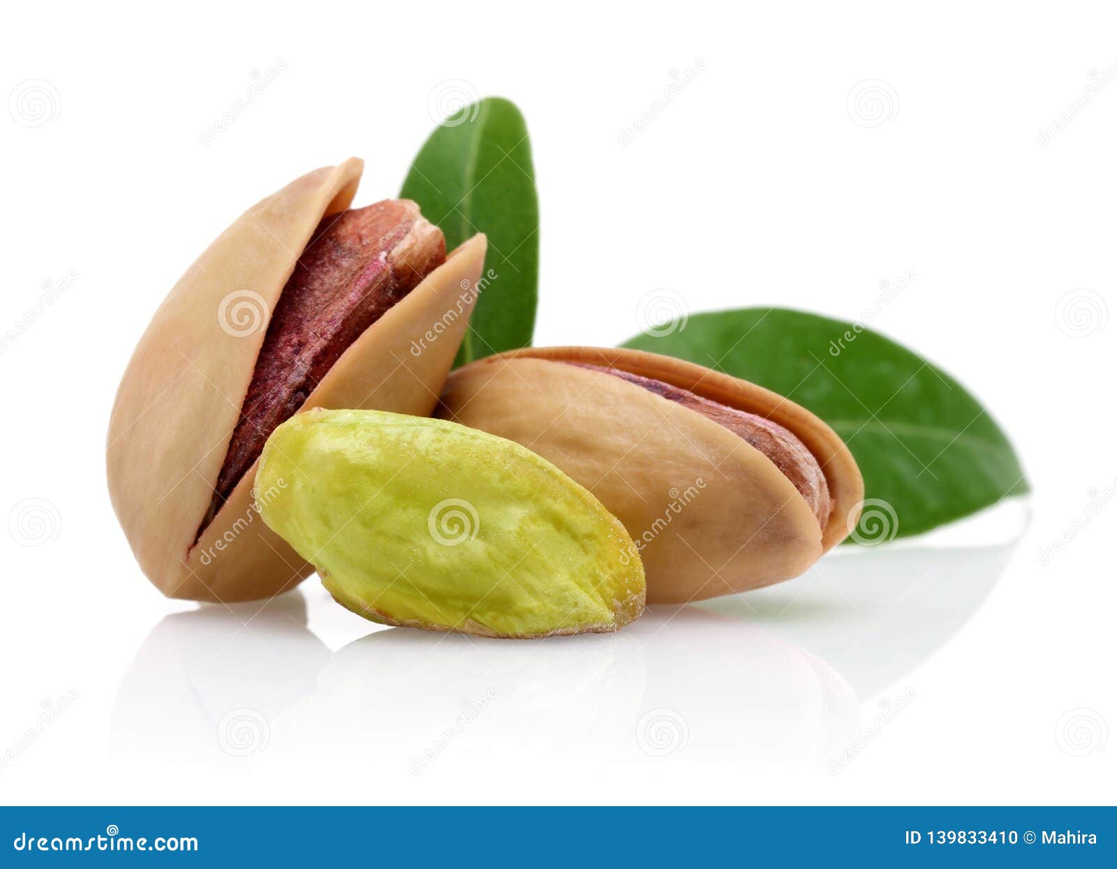 Fresh Pistachio Nuts with Leaf Isolated Stock Photo Image of fruit