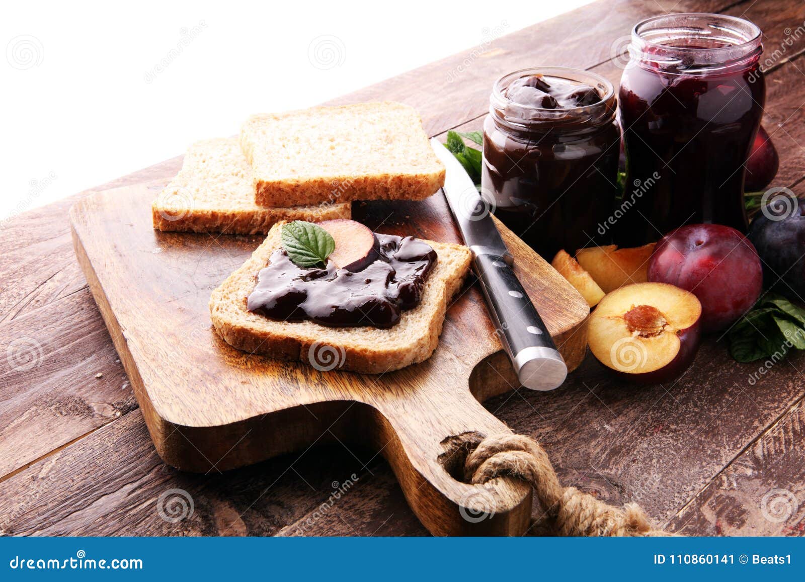 Fresh Plum Jam with Toast or Bread for Breakfast Stock Image Image of dessert, knife 110860141