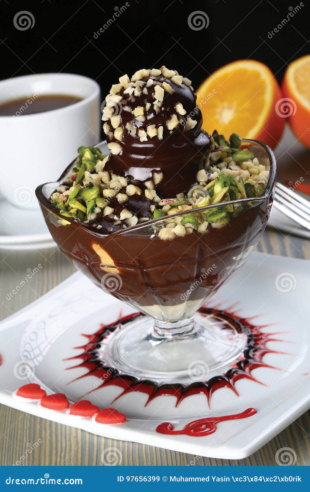 Fresh Profiteroles with Hot Chocolate Sauce Stock Image Image of