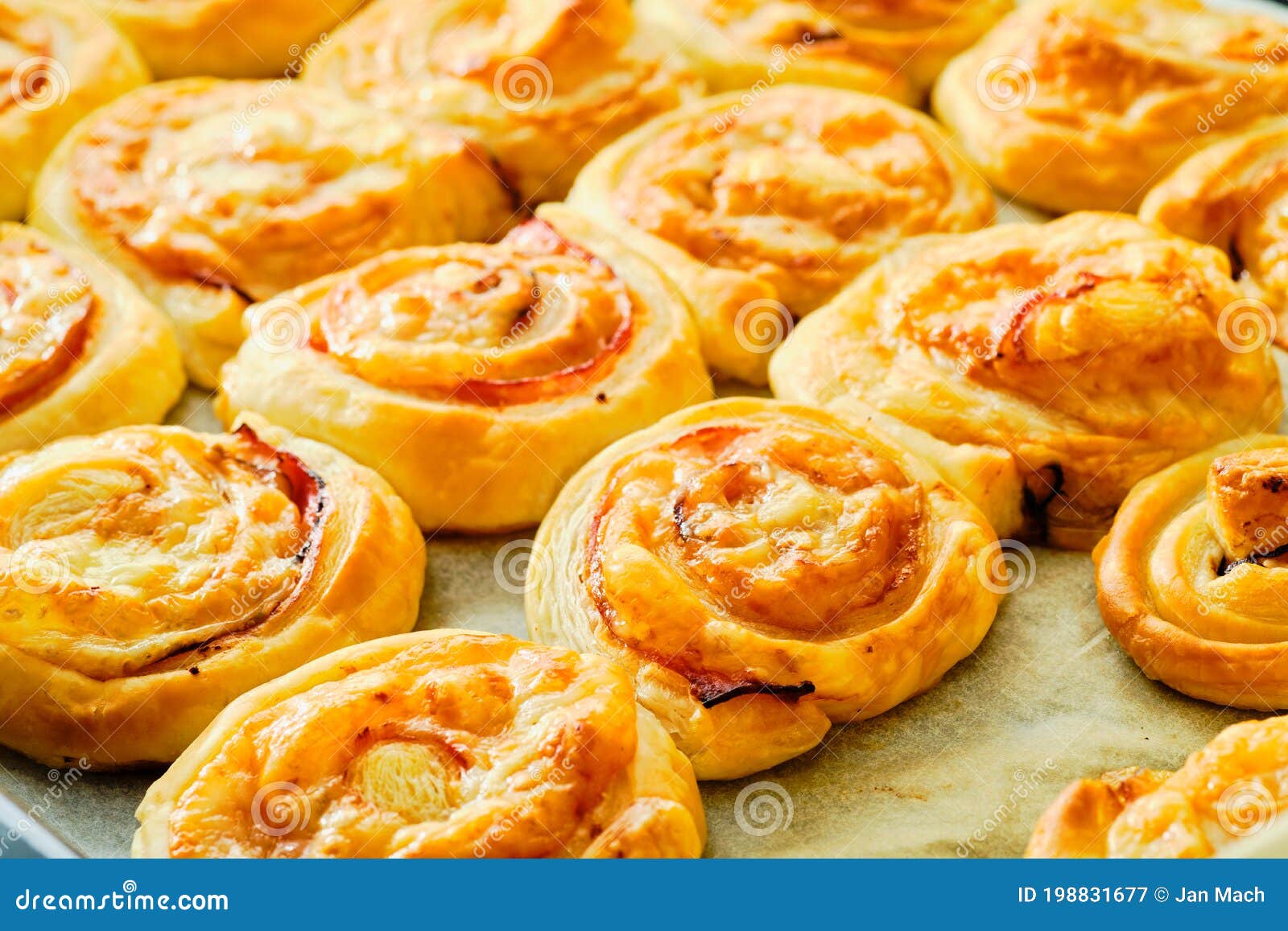 Fresh Puff Pastry Rolls on Baking Tray Stock Image Image of roll, tomato 198831677