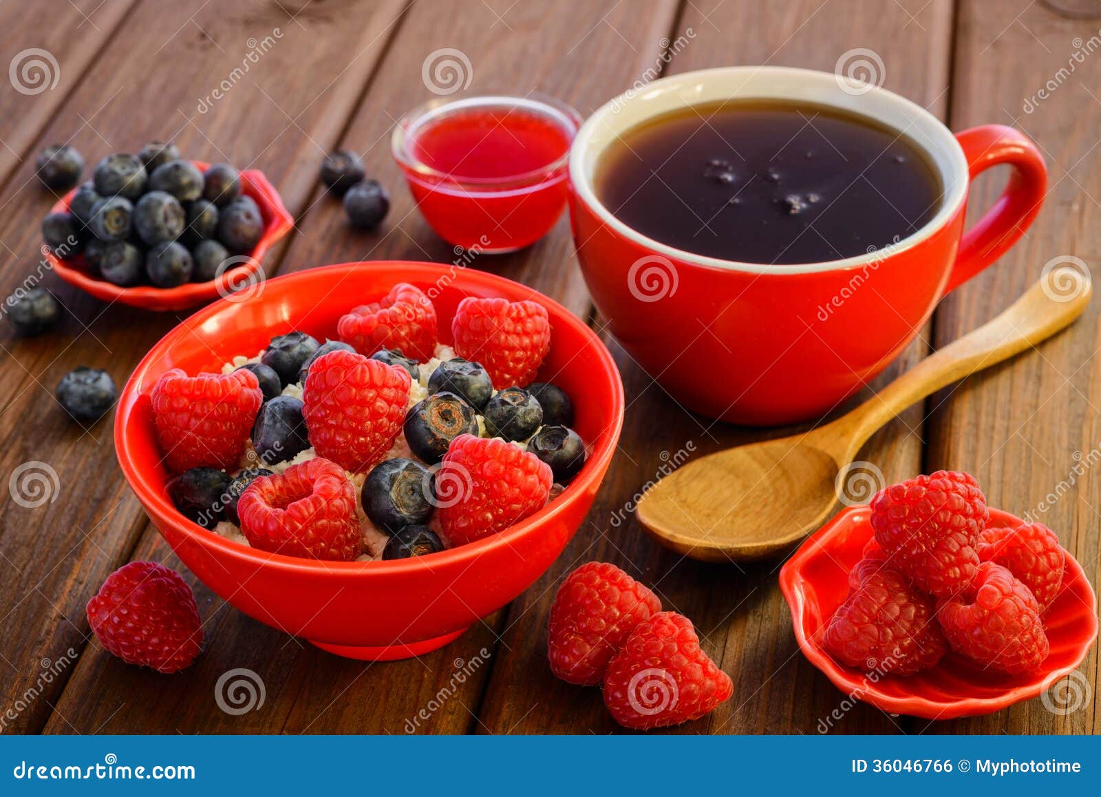 Fresh Raspberries and Blueberries on the Curd Stock Photo Image of closeup, raspberries 36046766