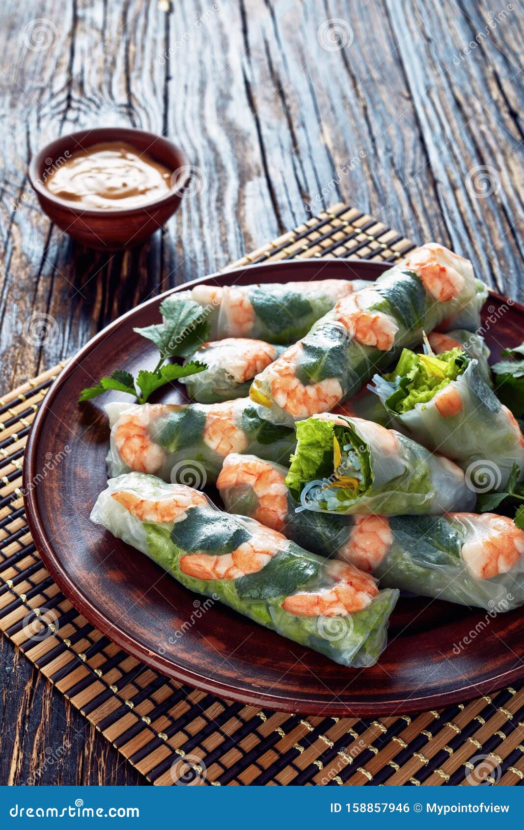Fresh Raw Asian Spring Rolls Vertical View Stock Photo - Image of ...