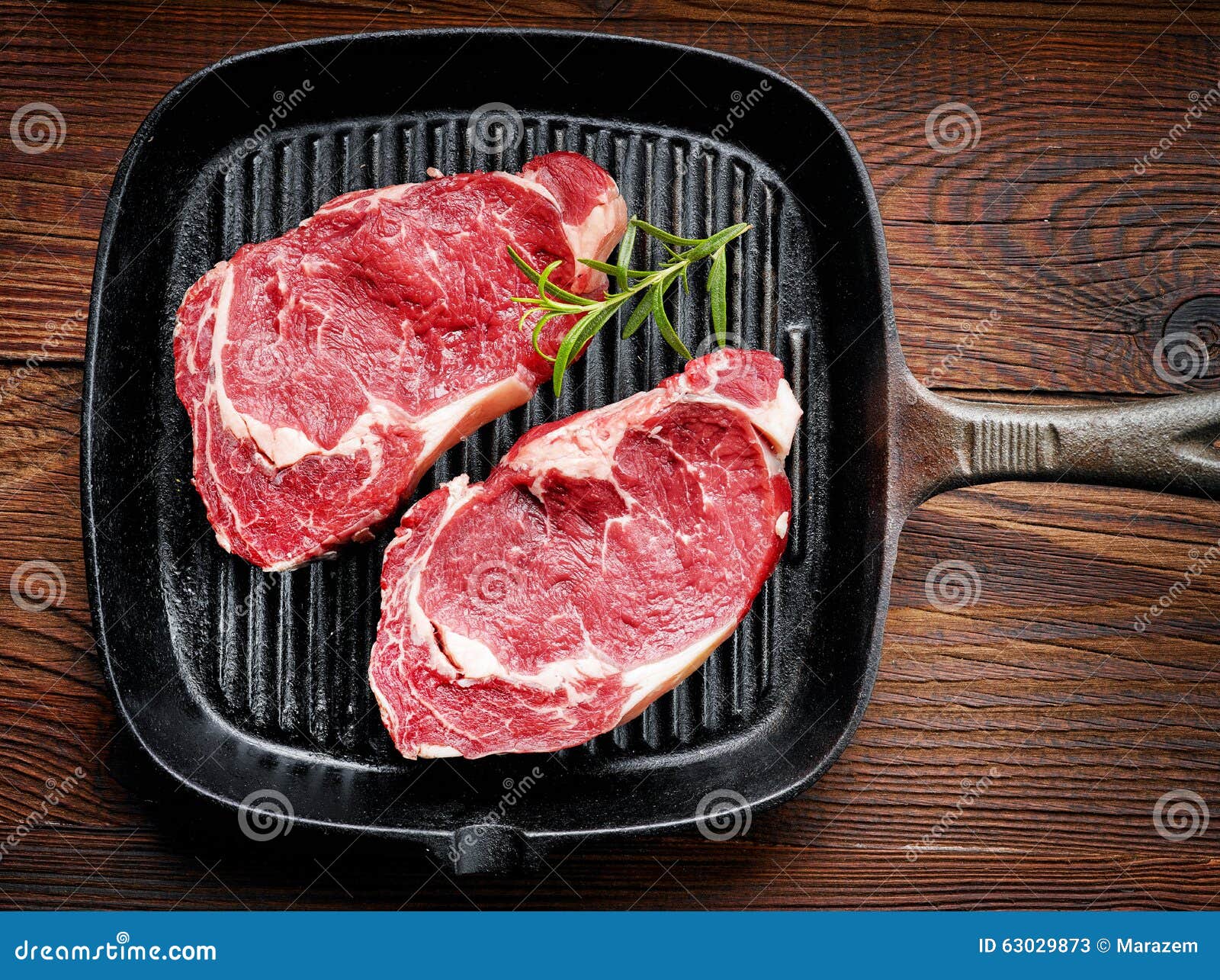 Fresh Raw Beef Steak on Cooking Pan Stock Image Image of cast, black 63029873