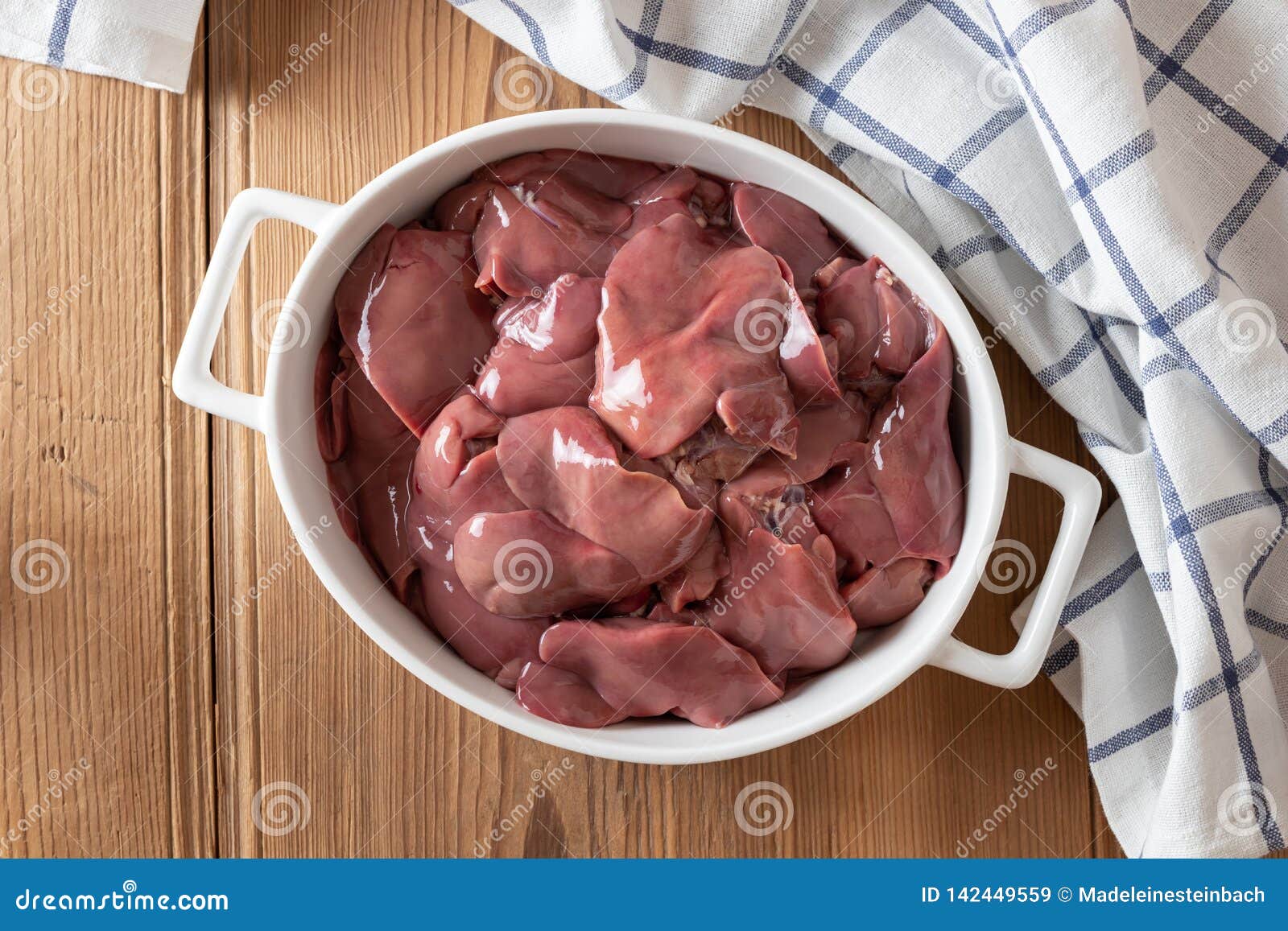 Fresh Raw Chicken Livers on a Table Stock Image - Image of organic