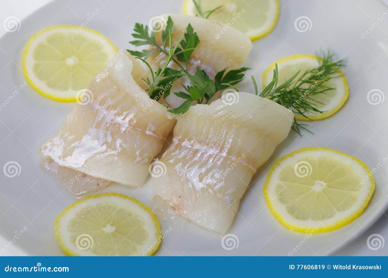 Fresh raw cod fish fillet stock image. Image of seafood 77606819