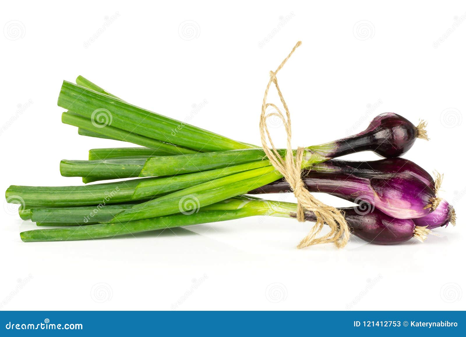 fresh raw green spring onion  on white