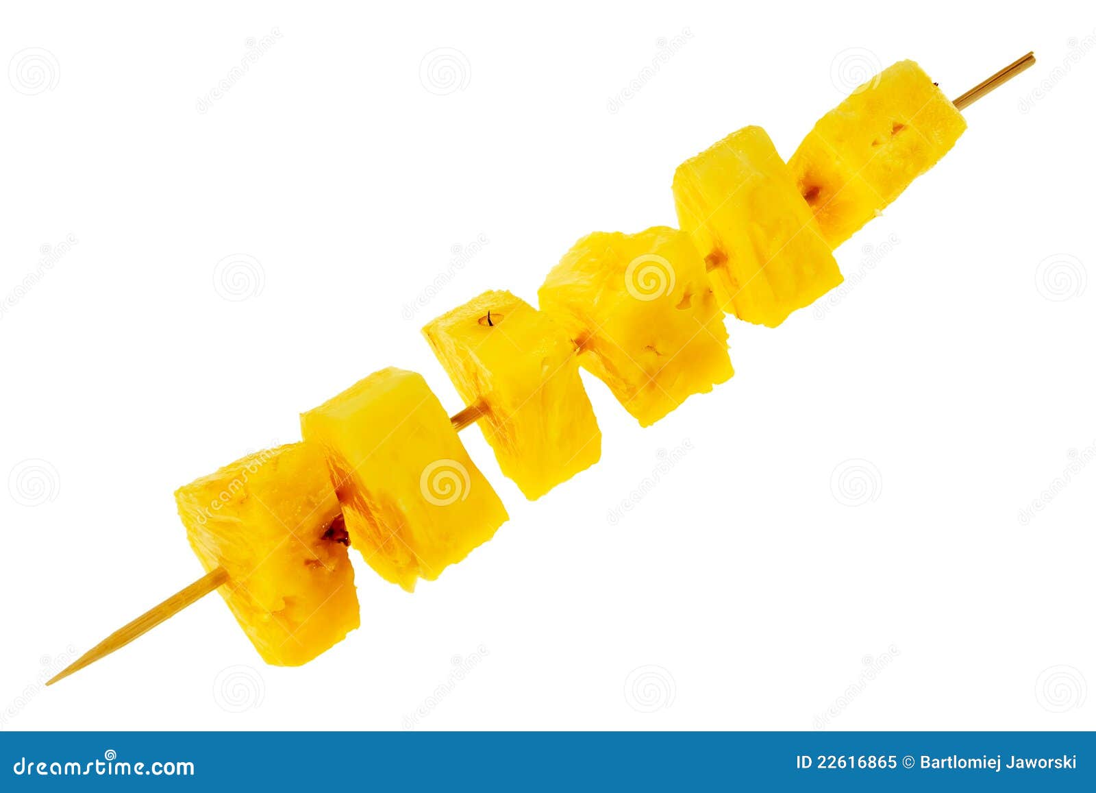 Fresh, Raw Pineapple Chunks Nailed On Wooden Stick Stock Image Image