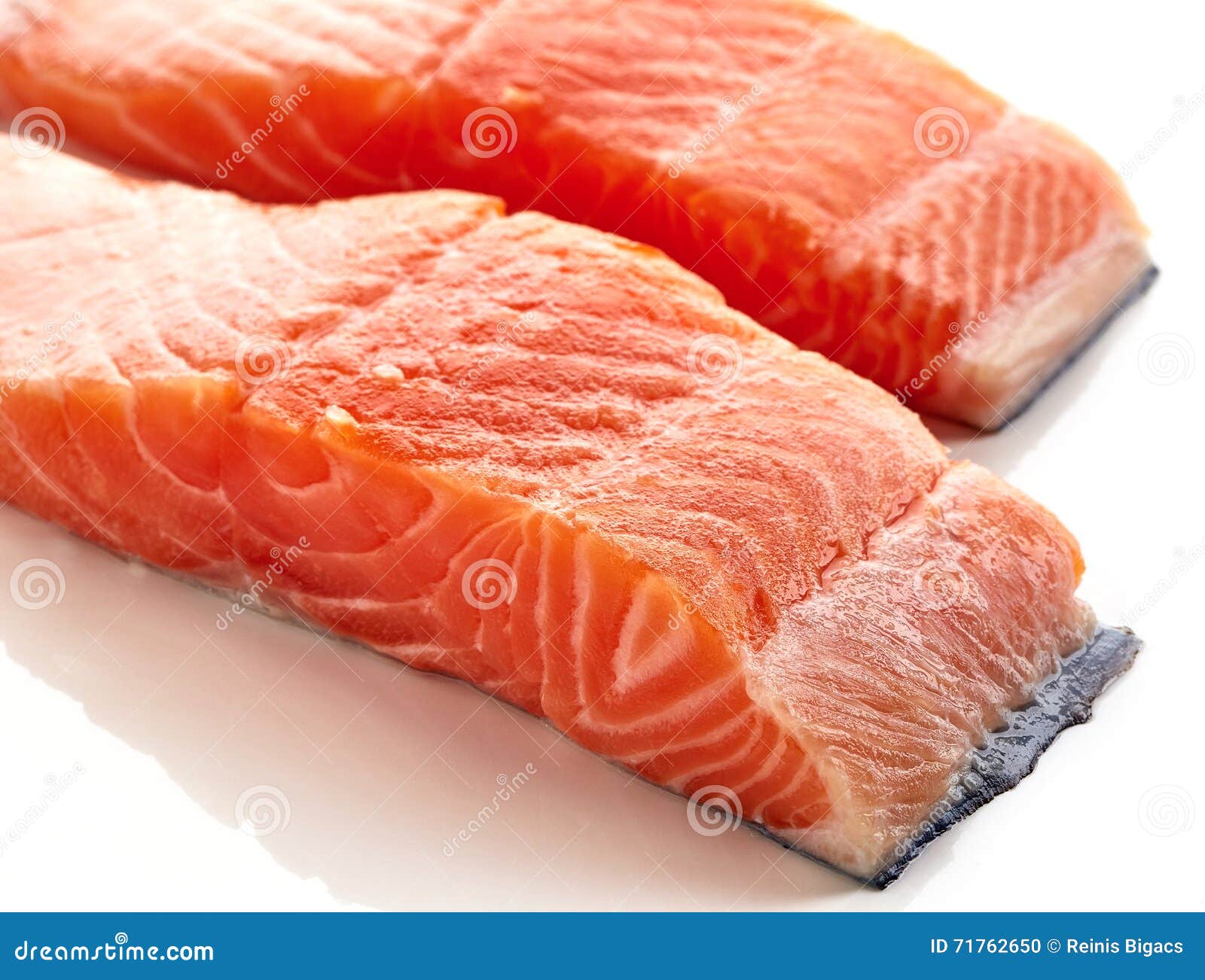 Fresh Raw Salmon Fillet Isolated on White Stock Photo - Image of eating ...