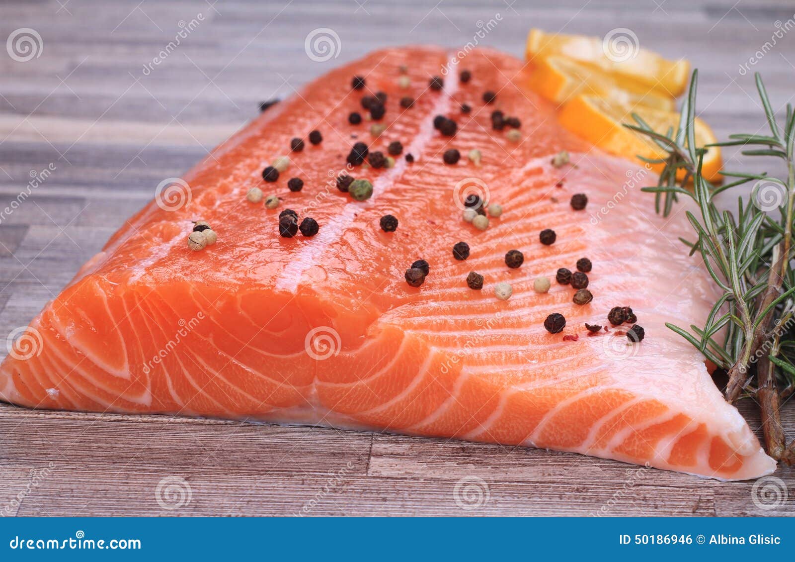 Fresh Raw Salmon With Spices Stock Photo - Image of cooking, fish: 50186946