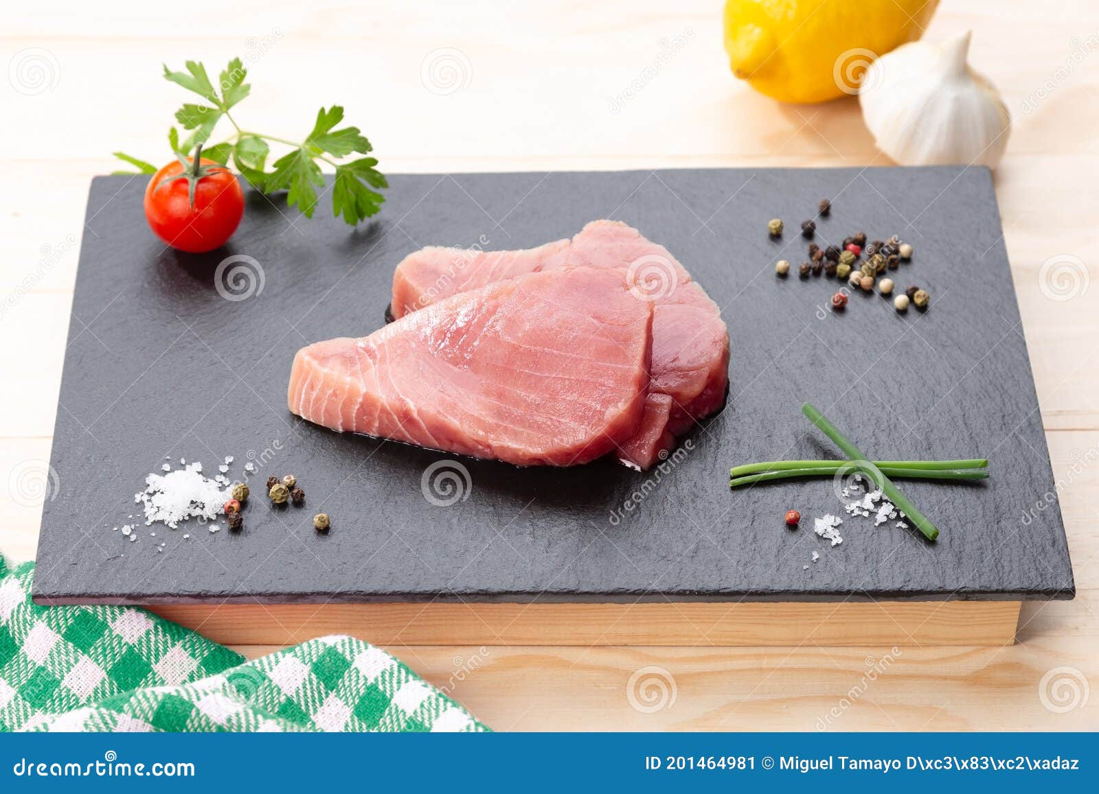 Fresh Raw Tuna Steaks with Seasoning Stock Image Image of tuna