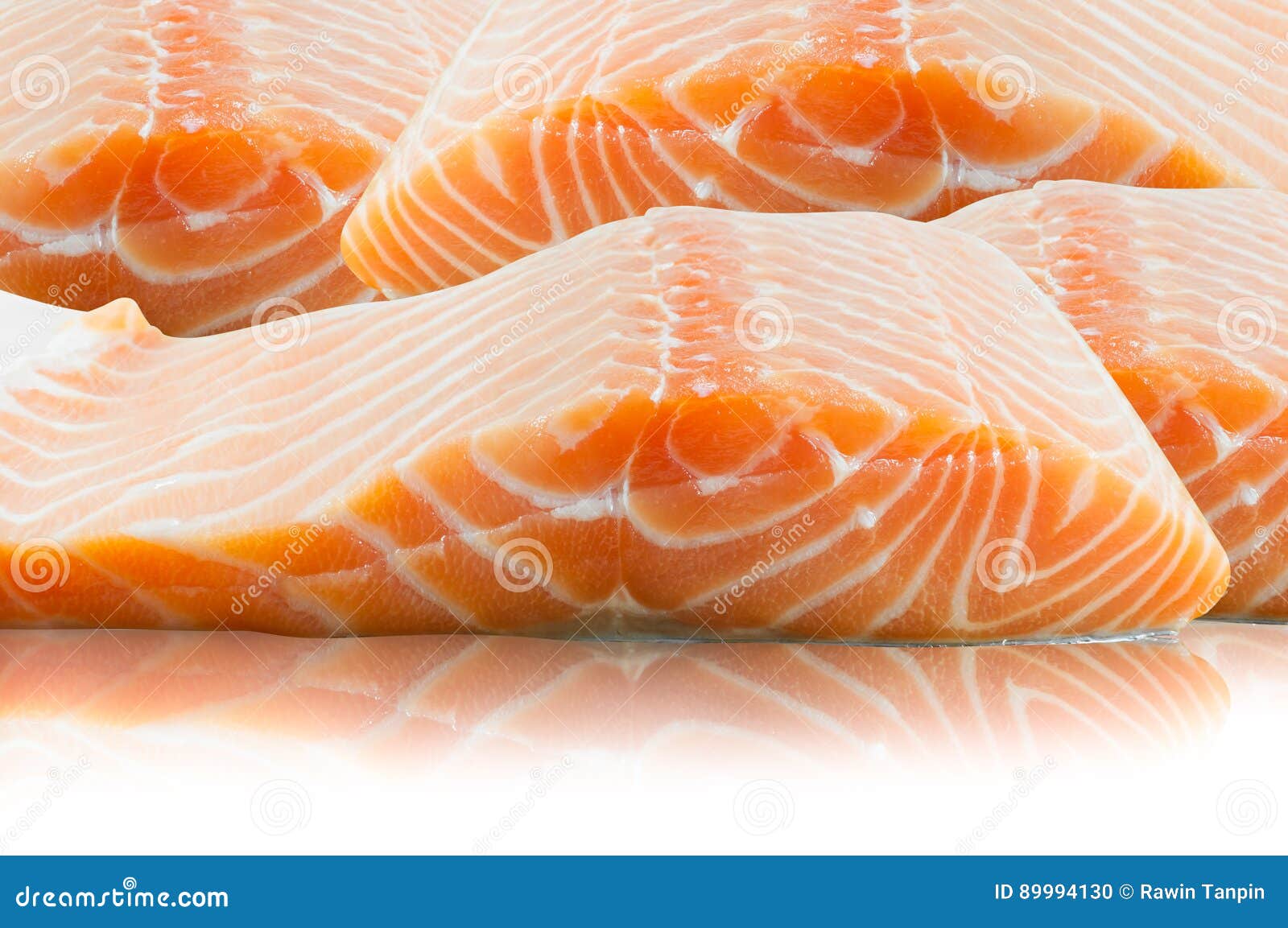 Fresh Raw Uncooked Salmon Fish Piece Over on White Stock Photo - Image ...