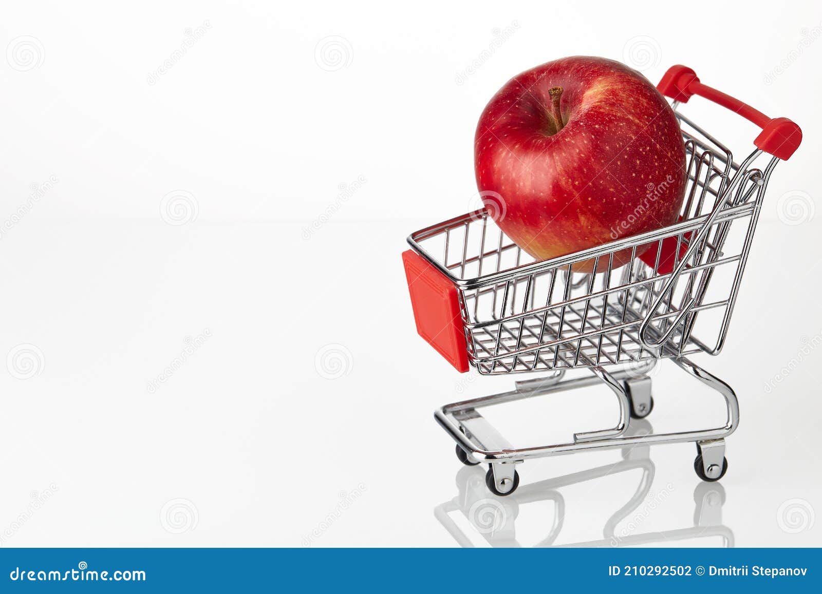 Fresh Red Apple on Chopping Cart Isolated Over White Background. Electronic  Commerce, Online Shopping, Fast Delivery Stock Photo - Image of cart, sale:  210292502