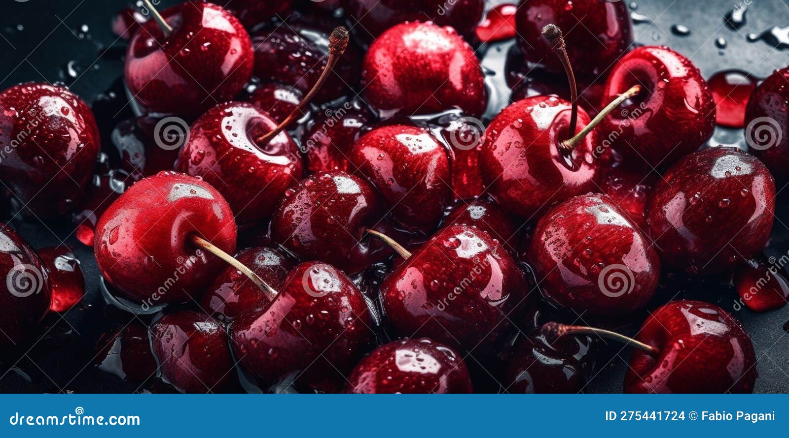 Fresh Red Cherry Summer Fruit Background Stock Illustration