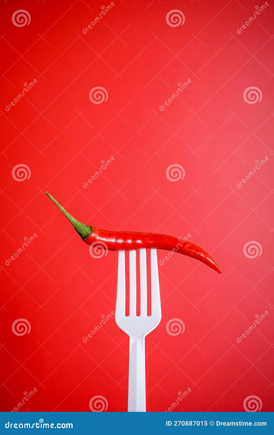 Red Chilli on White Plastic Fork with Red Background Stock Image Image of cooking, cayenne