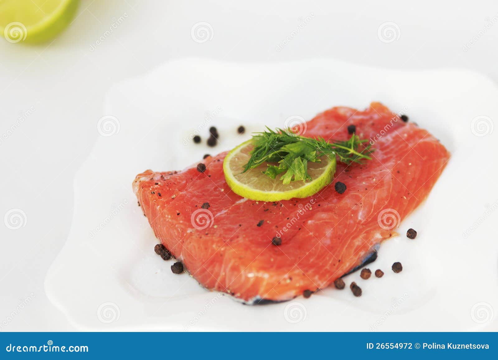 Fresh red fish stock photo. Image of lime, plate, fish 26554972