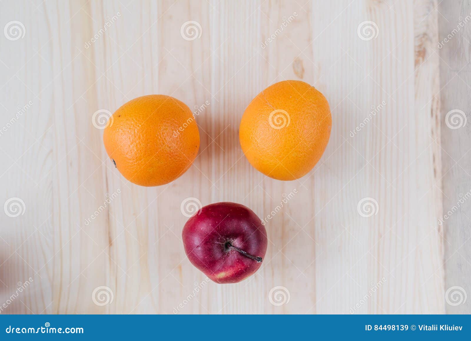 Fresh Red and Green Apple, Orange on Wooden Decks. Stock Image - Image