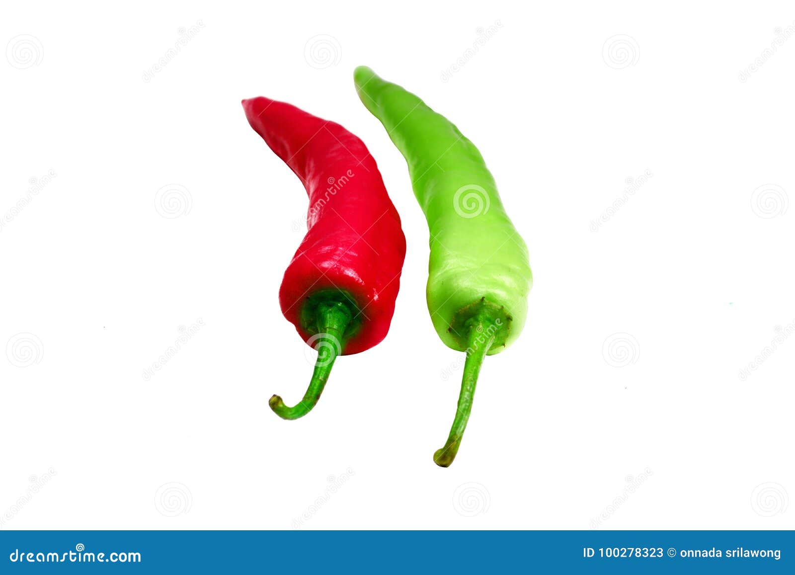 The Fresh Red and Green Chilli on White Isolate Background Stock Image