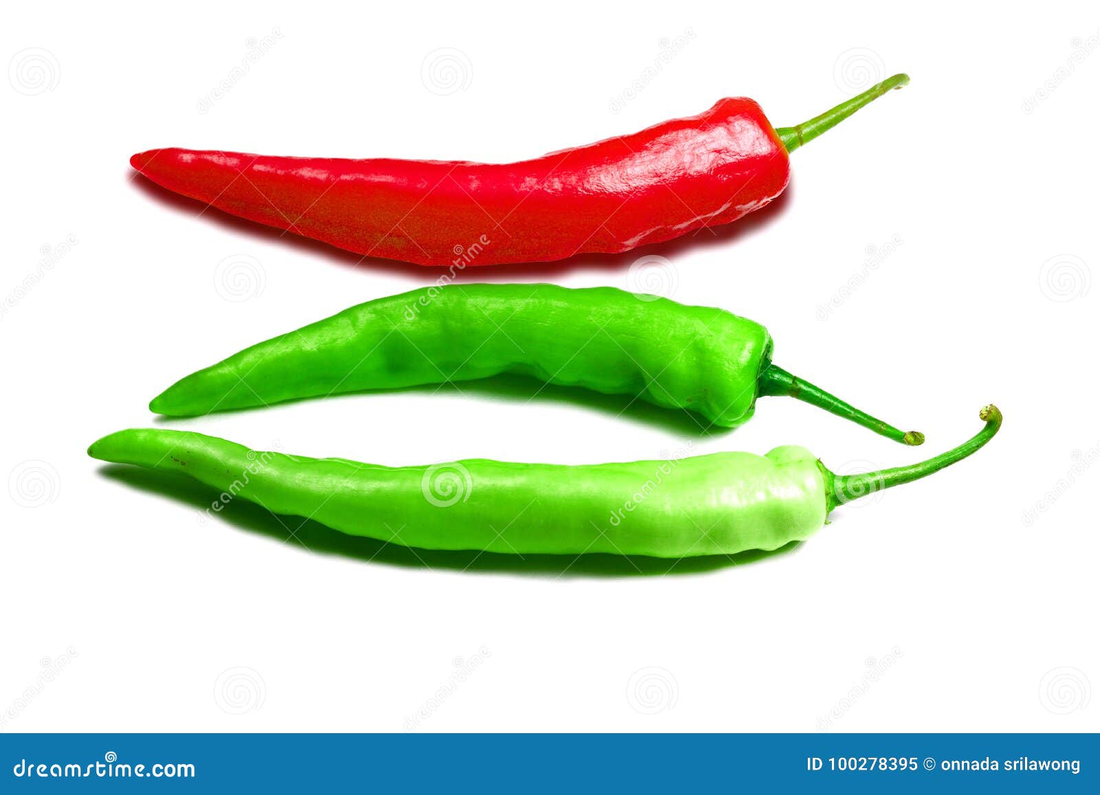The Fresh Red and Green Chilli on White Isolate Background Stock Image
