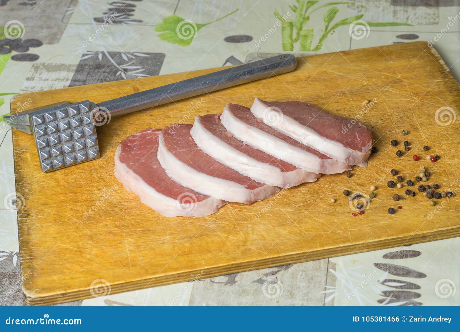 Meat and Hammer for Beating Stock Photo Image of food, butcher 105381466