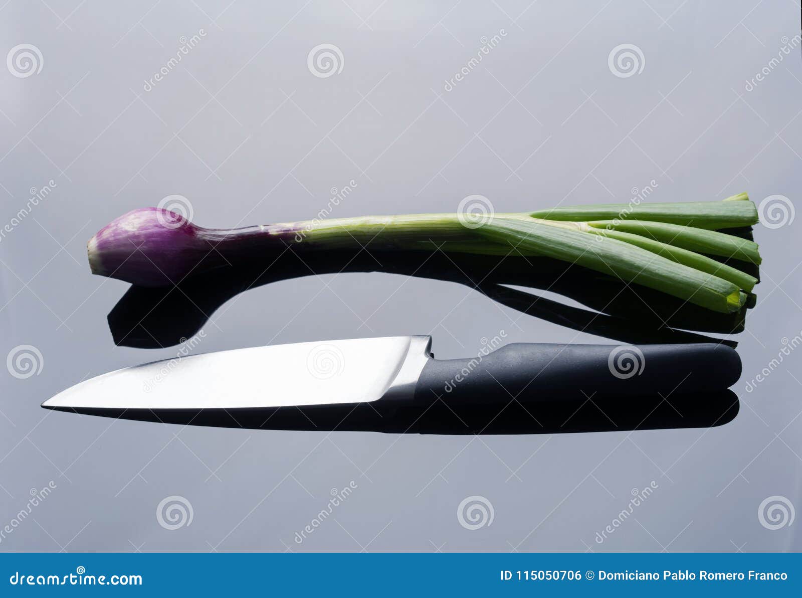 Fresh red onion and knife stock photo. Image of food 115050706