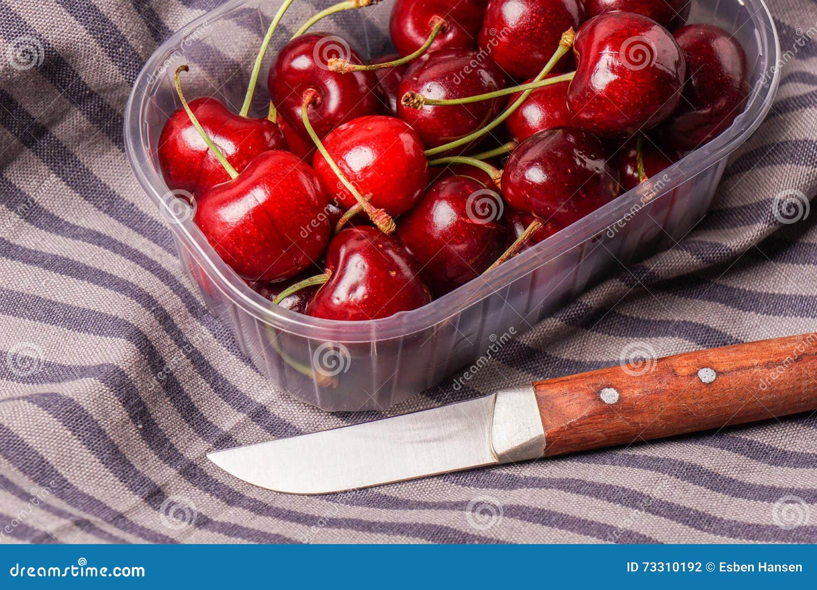 Delicious Fresh red organic Cherry, cherries in a plastic box