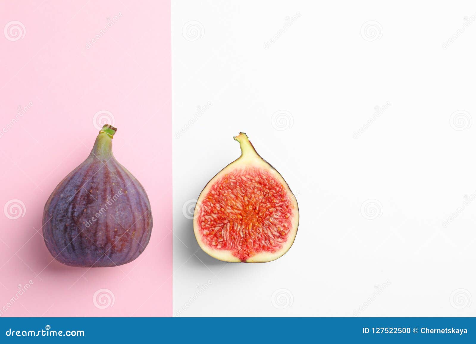Fresh Ripe Figs on Color Background, Top View Stock Photo Image of