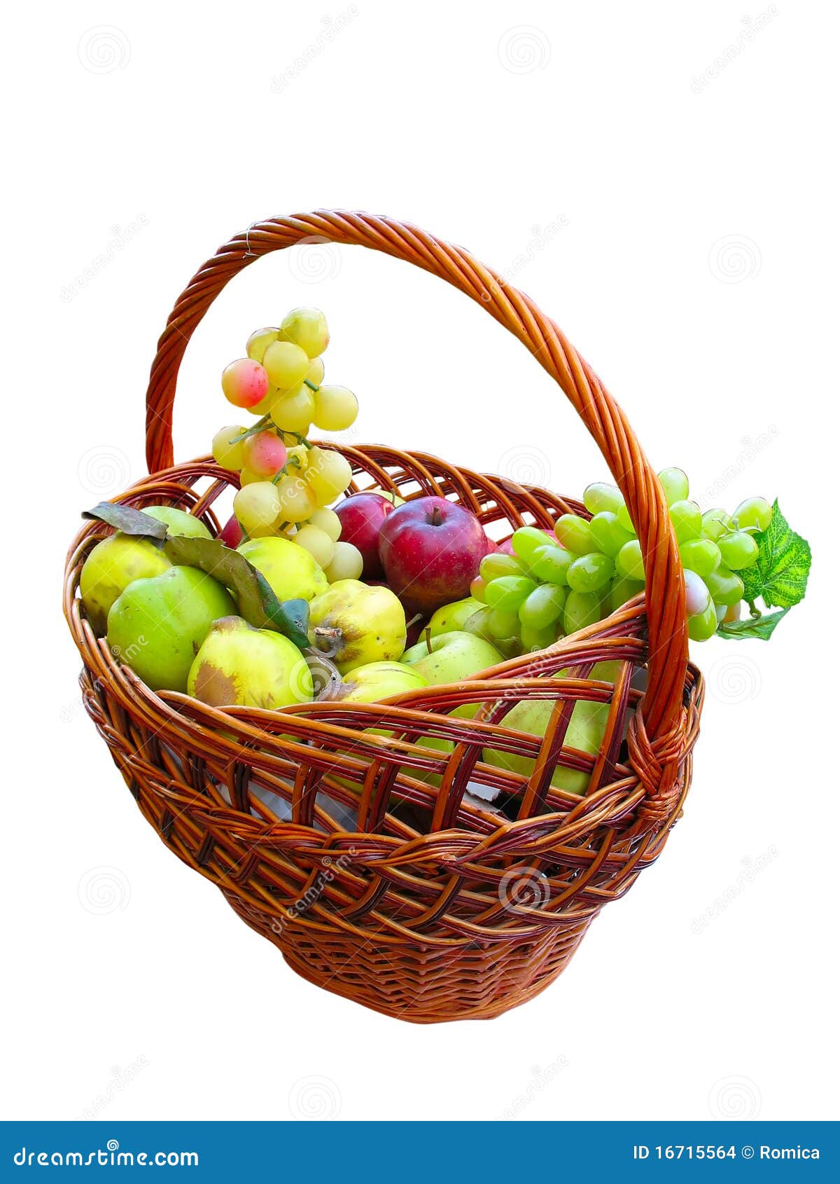 Fresh Ripe Fruits in a Wicker Basket Isolated Stock Photo Image of