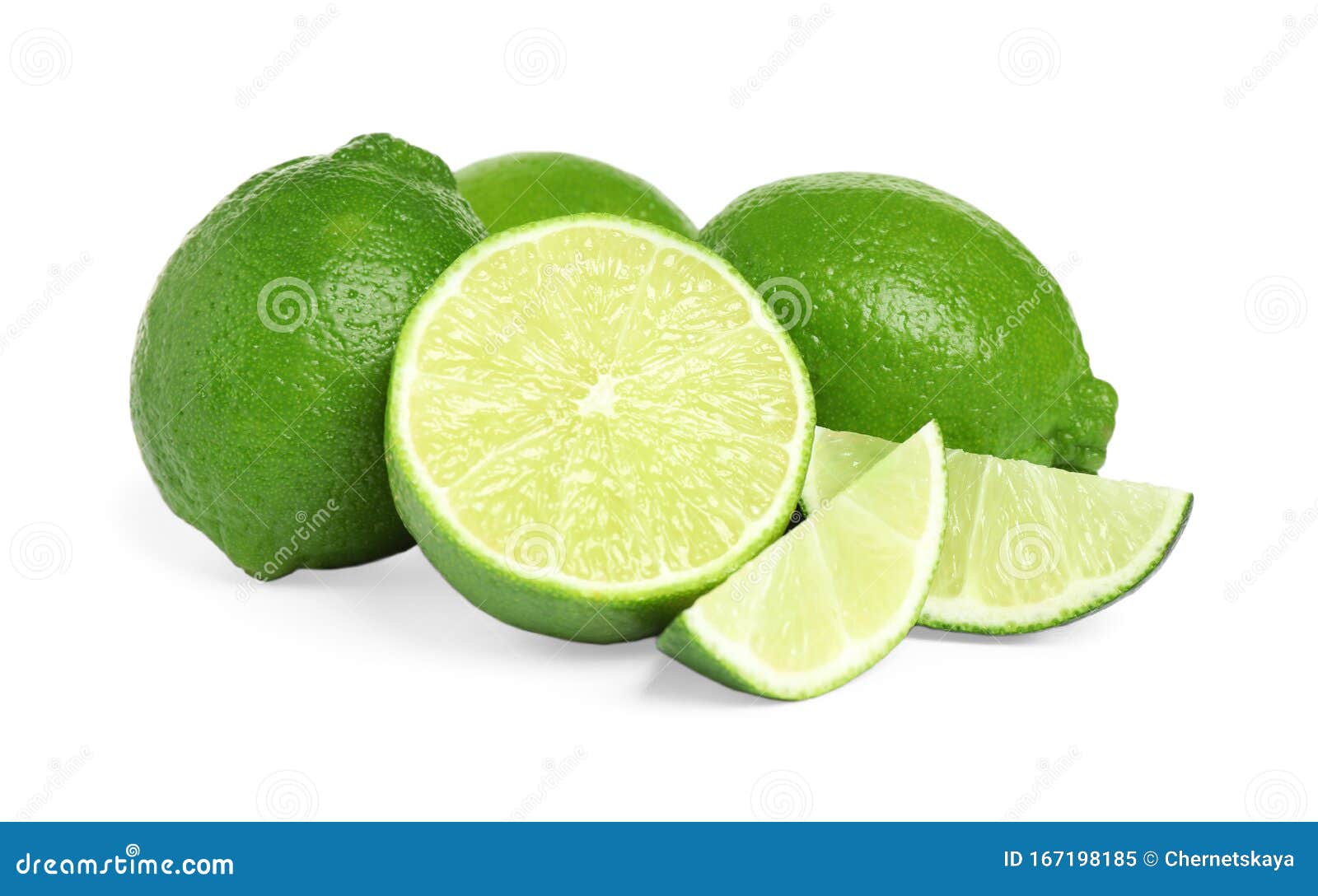 Fresh Ripe Green Limes Isolated Stock Image Image of bright, green