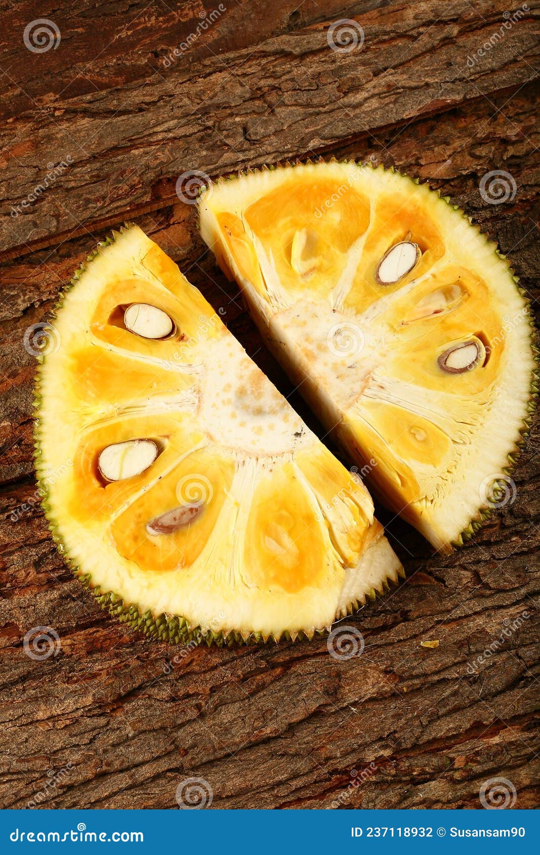 fresh ripe jack fruit slices.