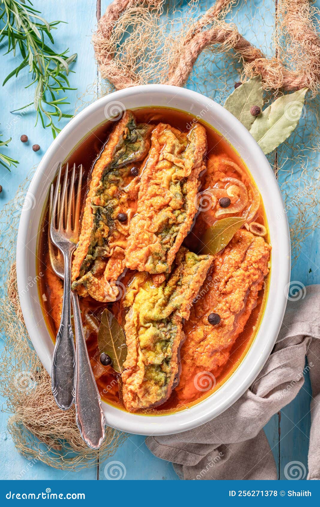 Fresh Roasted Mackerel Marinated in Vinegar with Onion Stock Photo