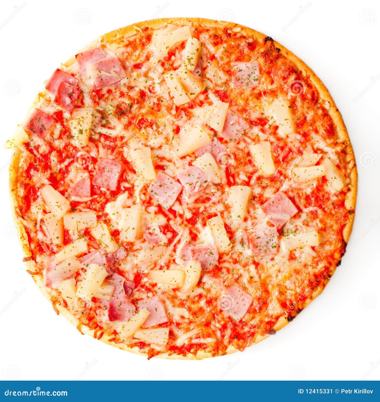 Fresh round pizza isolated stock image. Image of white 12415331
