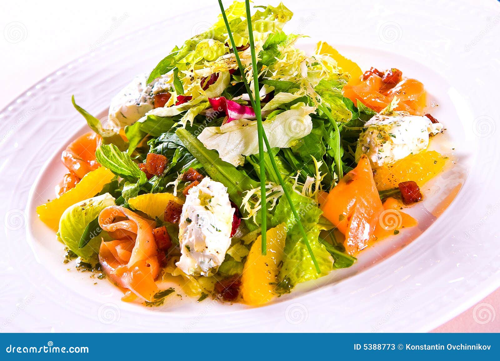 Fresh salad in bowl stock image. Image of dinner, table 5388773