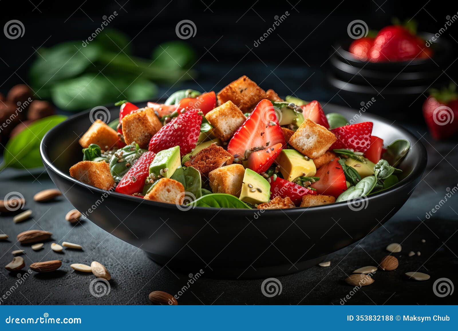 fresh salad bursting with flavors and colors in an artistic kitchen setting. generative ai