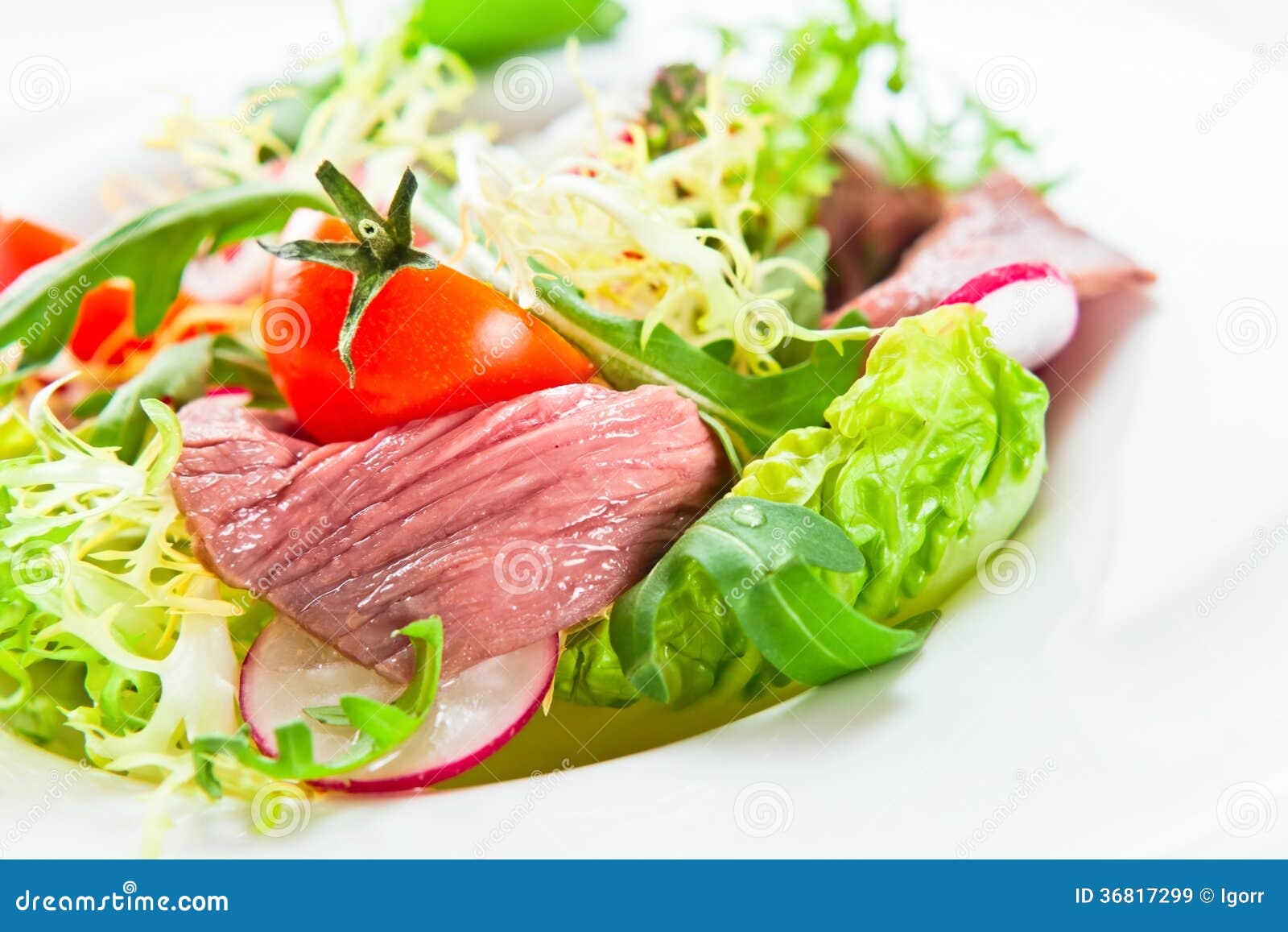 Fresh Salad with Greens and Meat Stock Image Image of appetizer