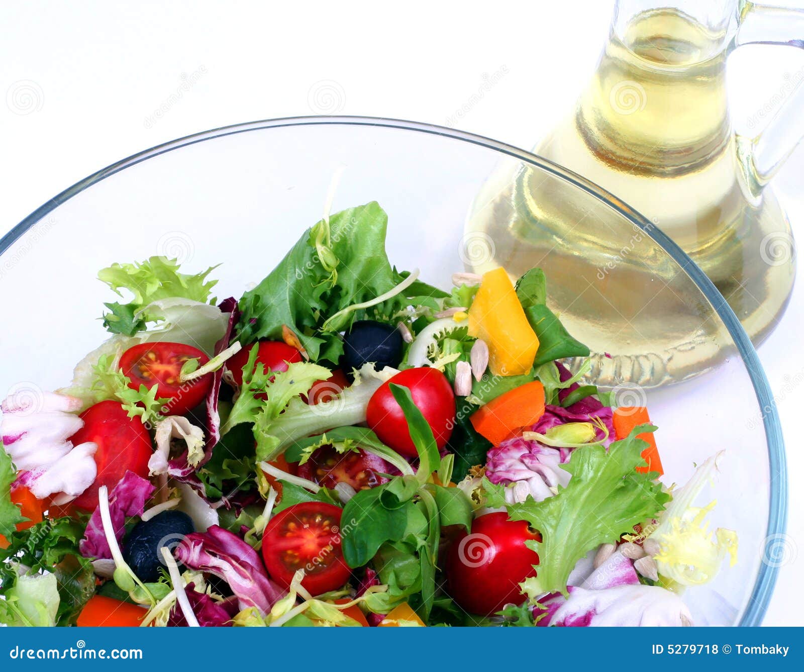 Fresh Salad Mix with Olive Oil Stock Photo Image of juicy, fork 5279718