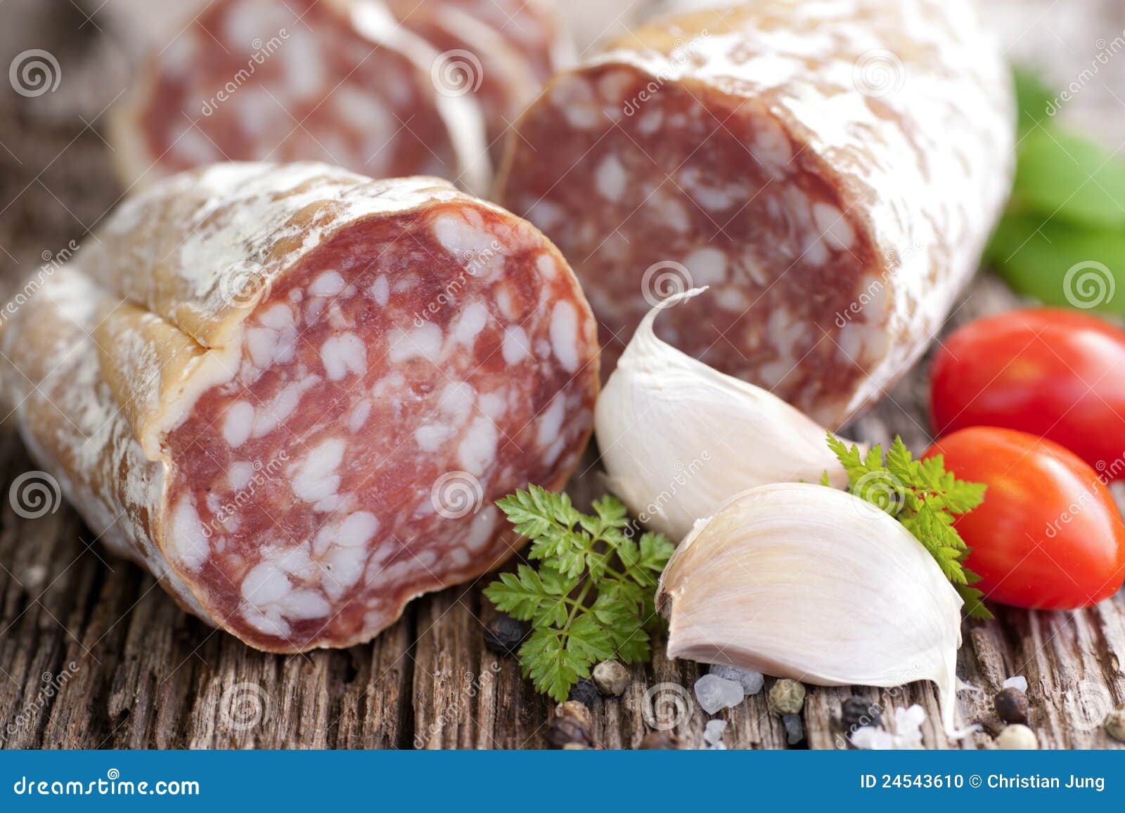 Fresh salami stock photo. Image of tomato, pepper, meal 24543610