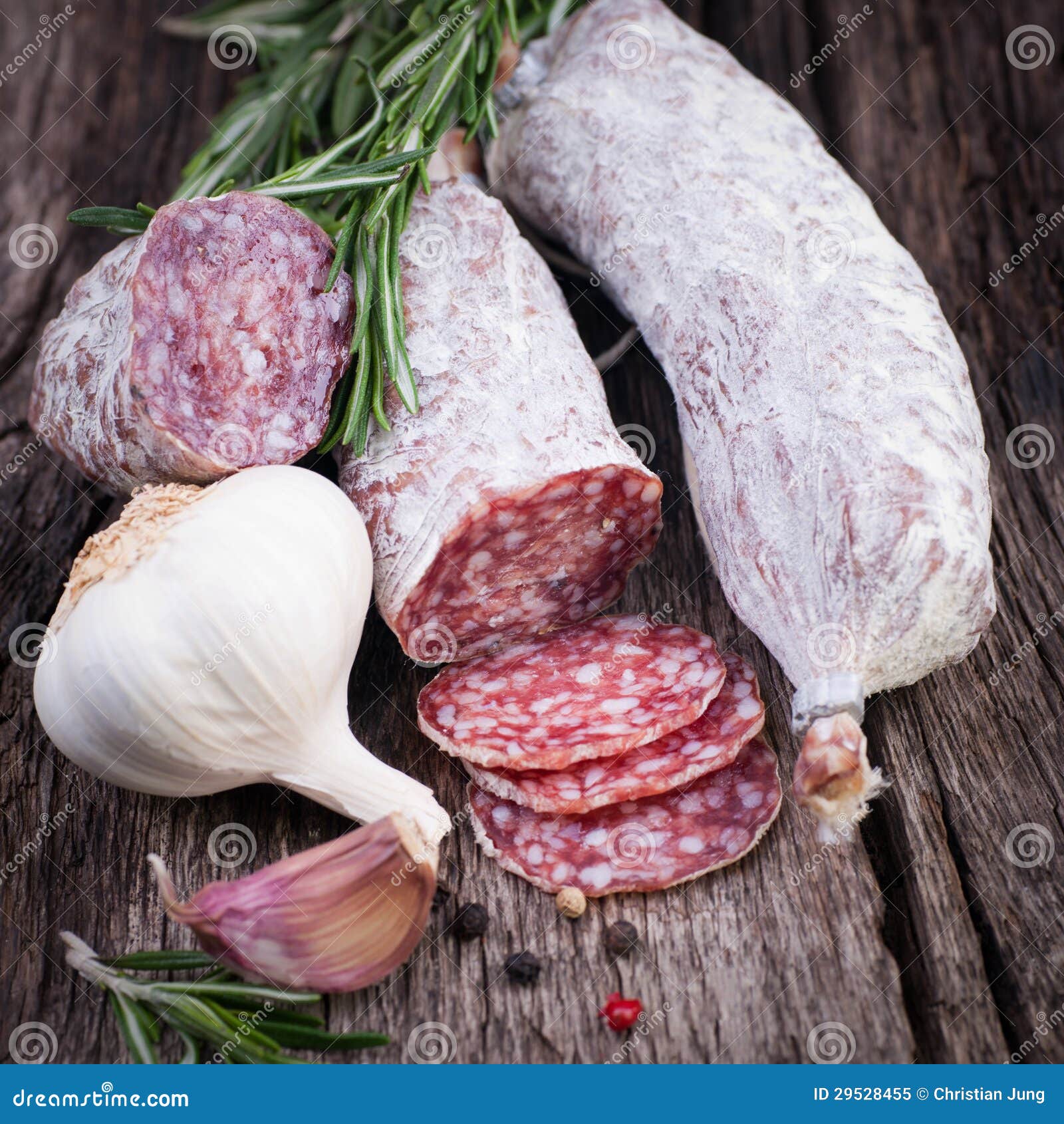 Fresh salami stock image. Image of salt, rosemary, salami 29528455