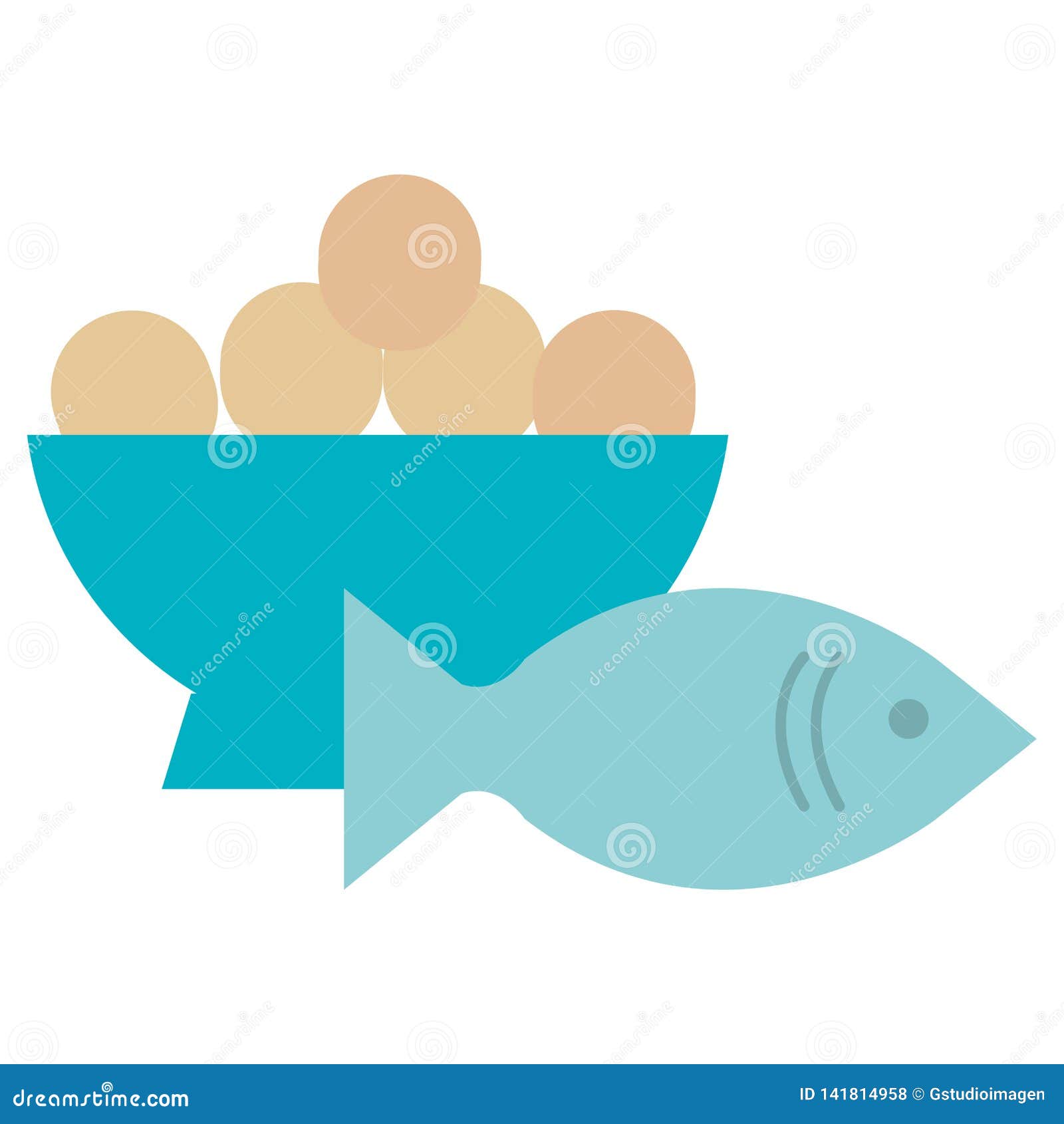 Fresh Salmon Fish with Eggs Bowl Stock Vector - Illustration of