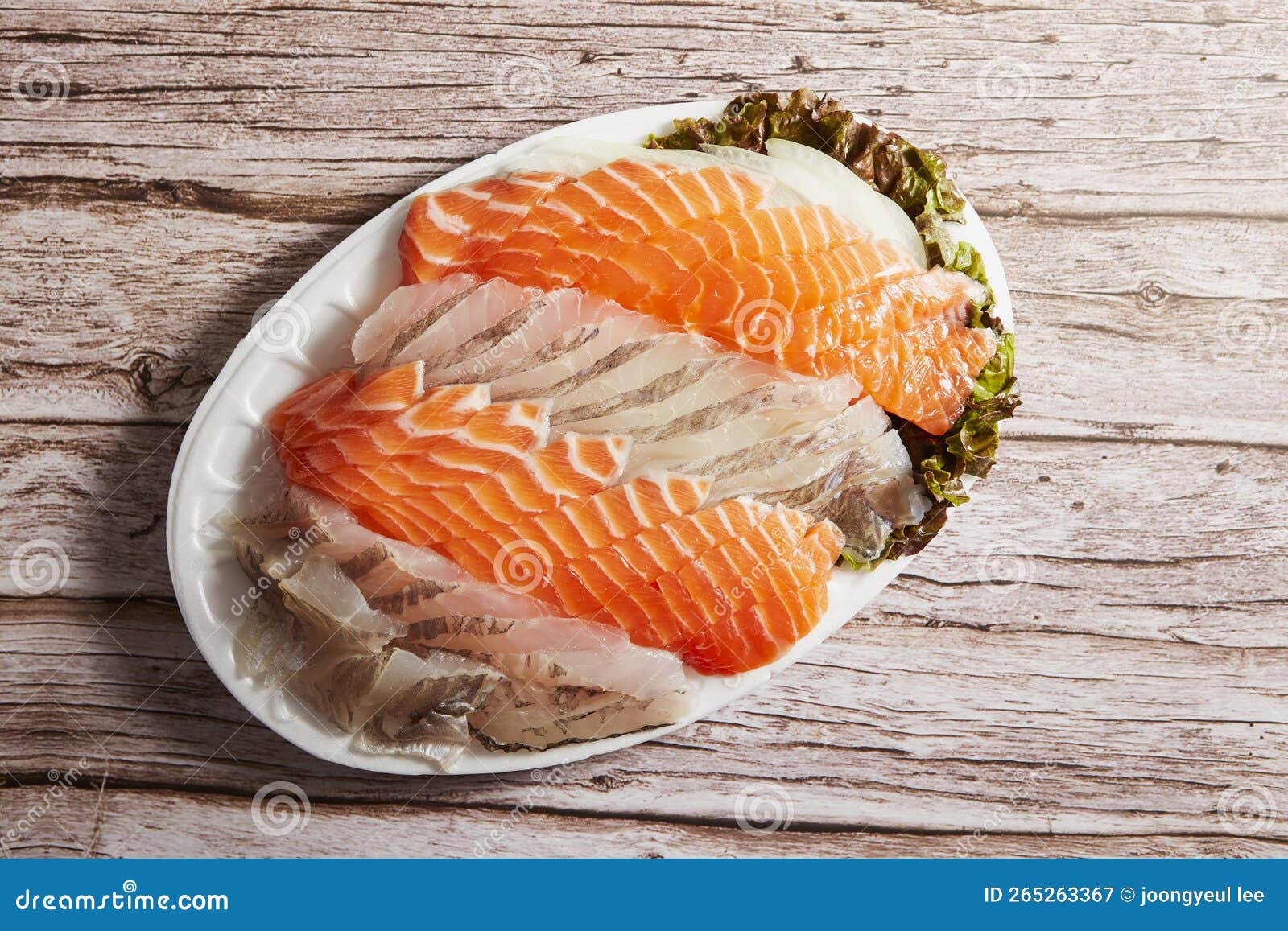 Fresh Salmon Sashimi and White Fish Sashimi Stock Image Image of korea, fish 265263367