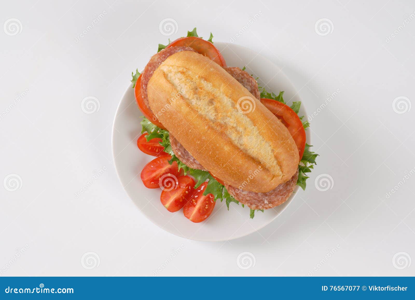 Fresh sandwich with salami stock image. Image of crust - 76567077